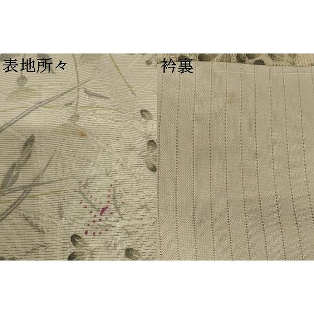 平和屋着物＊夏物　無地絵羽訪問着　絽　刺繍　扇面草花文　絹鼠色　正絹　逸品　AABG9207jd 平和屋着物＊夏物 無地絵羽訪問着 絽 刺繍 扇面草花文 絹鼠色 正絹