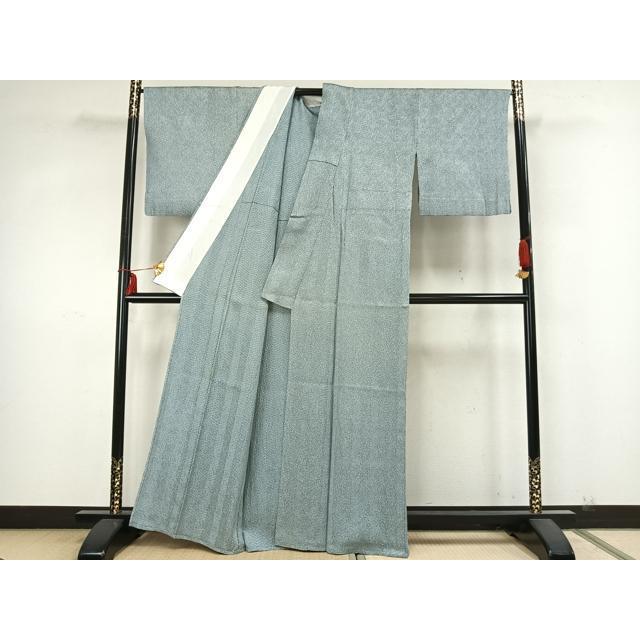 平和屋着物●名門　藤娘きぬたや・総絞り(杢目絞り)　小紋　霞文　正絹　逸品　AABG4677fy 平和屋着物▽名門 藤娘きぬたや・総絞り 杢目絞り 小紋 単衣 霞文 正絹