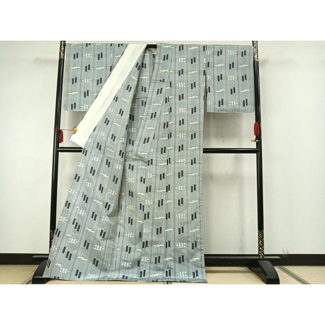 平和屋着物▽本場琉球絣 紬 単衣 ロング丈 正絹 逸品 AABA7732fy 