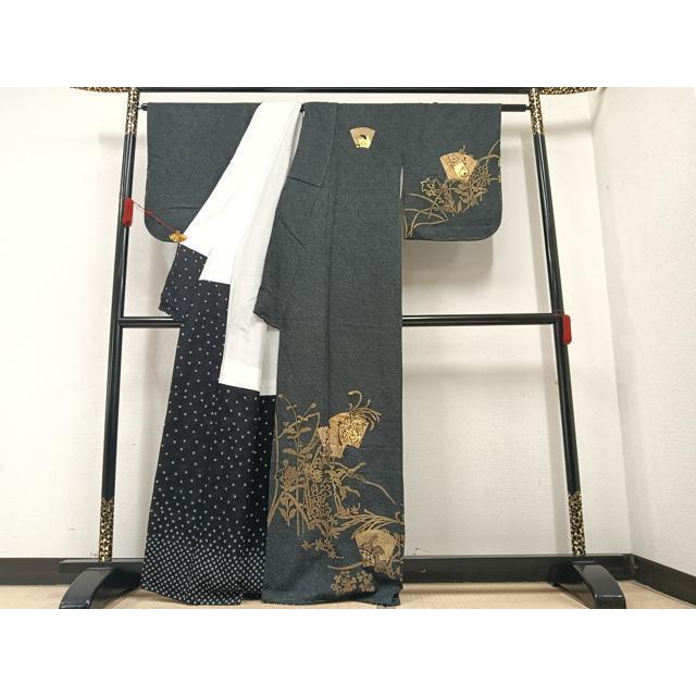 平和屋着物○訪問着 絞り 地紙草花文 金彩 正絹 逸品 未使用