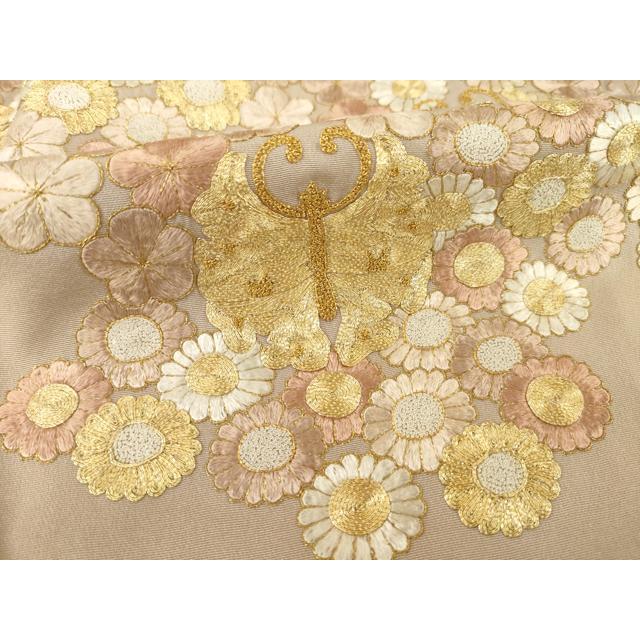 平和屋着物●豪華色留袖　総刺繍　中国三大刺繍　相良刺繍　花蝶文　金糸　正絹　逸品　AABA8266ck 平和屋着物○豪華色留袖 総刺繍 中国三大刺繍 相良刺繍 花