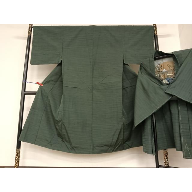 平和屋着物○男性 紬 色無地 山吹茶色 正絹 逸品 DABA4598az