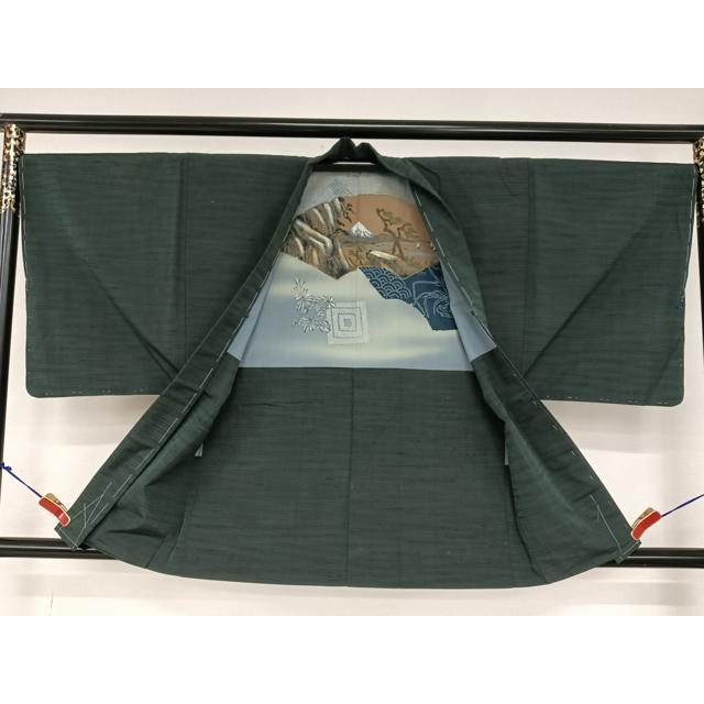 平和屋着物●男性　紬　アンサンブル　色無地　黒地　正絹　逸品　未使用　CABD8033vp 平和屋着物○男性 紬 アンサンブル 色無地 黒地 正絹 逸品 未使用