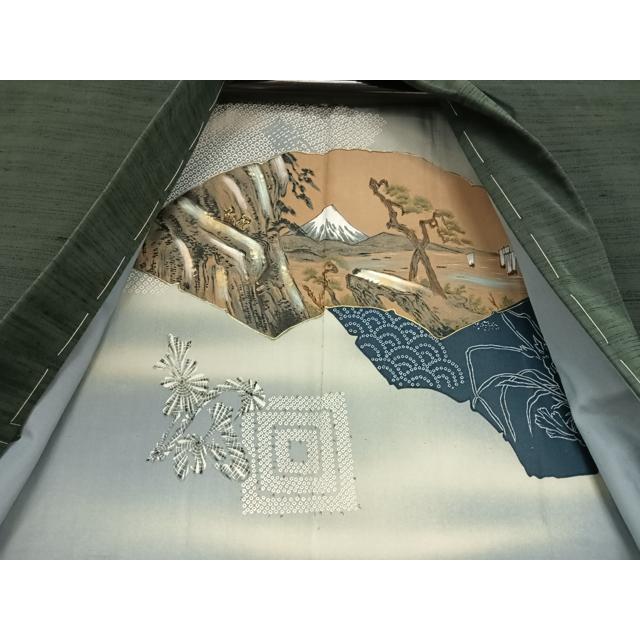 平和屋着物○男性 紬 色無地 山吹茶色 正絹 逸品 DABA4598az