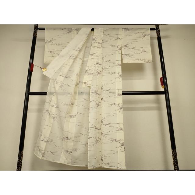 平和屋着物＊夏物 小紋 絽 草葉文 洗える着物 AABA9392jd