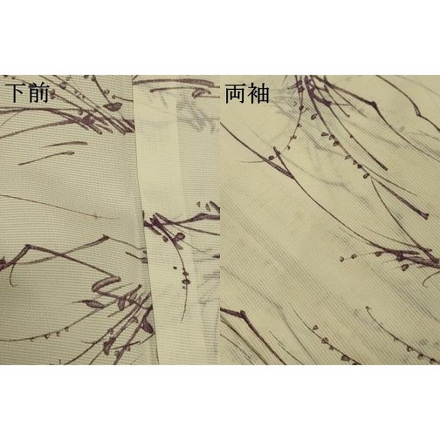 平和屋着物＊夏物 小紋 絽 草葉文 洗える着物 AABA9392jd