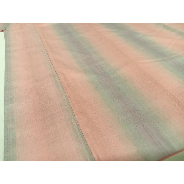 平和屋着物○紅花紬 米沢 新田英行 新田間道 縞 やまと誂製 正絹 逸品