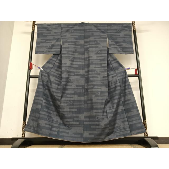 平和屋着物●本場結城紬　重要無形文化財　100亀甲　エ霞文　正絹　逸品　AABB0297zg 平和屋着物○本場結城紬 重要無形文化財 100亀甲 エ霞文 正絹