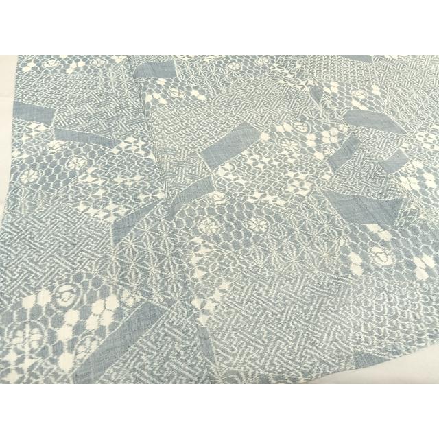 平和屋着物＊夏物　本場小千谷ちぢみ　切り嵌め花文　麻　逸品　AABB1343np 平和屋着物＊夏物 本場小千谷ちぢみ 切り嵌め花文 麻 逸品 AABB1343np