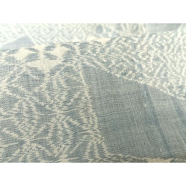 平和屋着物＊夏物　本場小千谷ちぢみ　切り嵌め花文　麻　逸品　AABB1343np 平和屋着物□極上 男性 夏物 本場小千谷ちぢみ 麻 色無地 薄花色 証紙