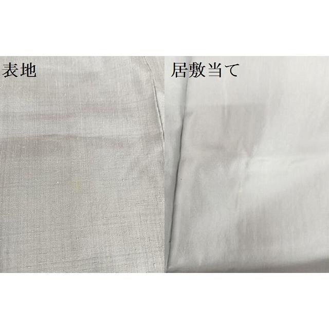 平和屋着物▽本場結城紬 重要無形文化財 単衣 色無地 薄鼠色 証紙付き