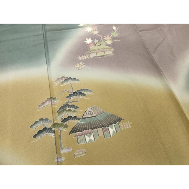 平和屋着物○十日町友禅 女流作家 遠田藤舟 訪問着 風景文 松