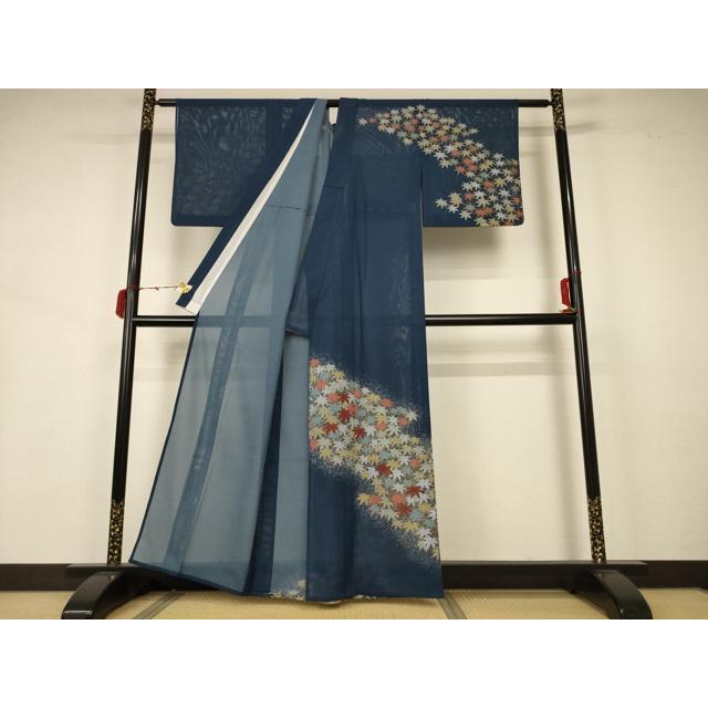 平和屋着物＊夏物 訪問着 絽 楓文 洗える着物 AABB2567jd