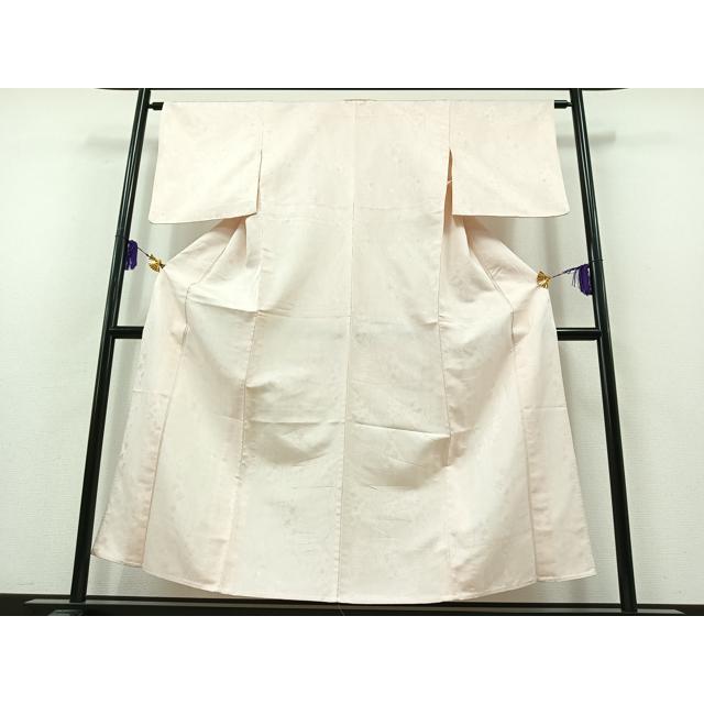 平和屋着物▽上質な色無地　単衣　吉祥花地紋　薄桜色　正絹　逸品　AABB3597jh 平和屋着物▽上質な色無地 単衣 吉祥花地紋 薄桜色 正絹 逸品