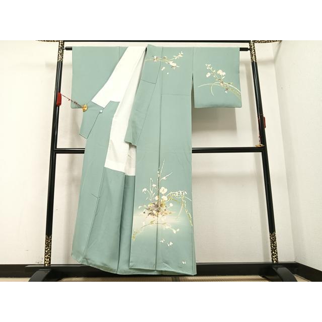 平和屋着物○京加賀友禅 百貫石峰 訪問着 枝花文 暈し染め 正絹 逸品