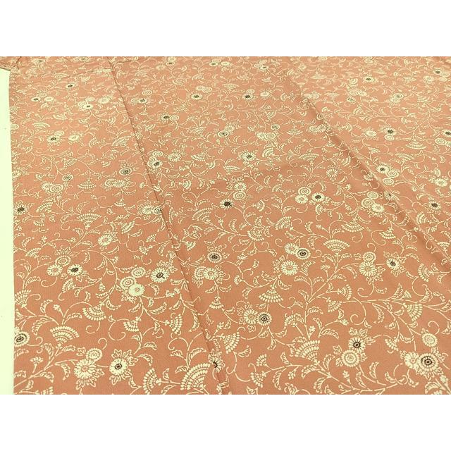平和屋着物▽上質な小紋　単衣　更紗花文　正絹　逸品　AABB4483jh 平和屋着物▽上質な小紋 単衣 切り嵌め更紗花文 反端付き 正絹 逸品