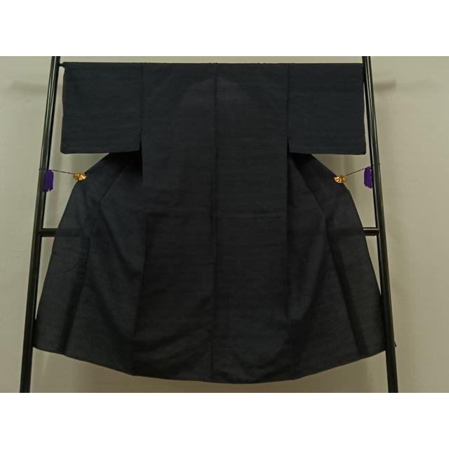 平和屋着物▽男性　紬　単衣　留紺色　正絹　逸品　AABB6222jh_1