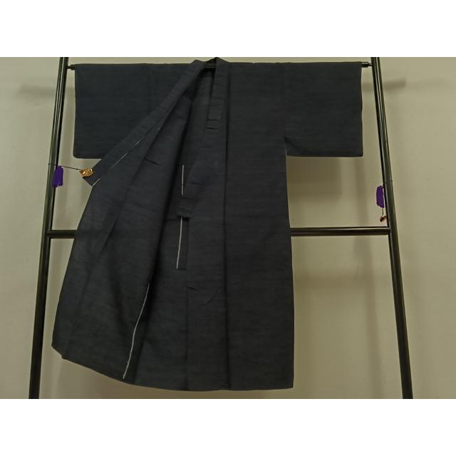 平和屋着物▽男性　紬　単衣　留紺色　正絹　逸品　AABB6222jh_2