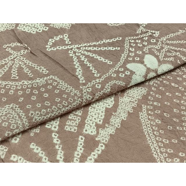 平和屋着物▽上質な小紋　単衣　絞り　扇面花文　正絹　逸品　AABB6224jh