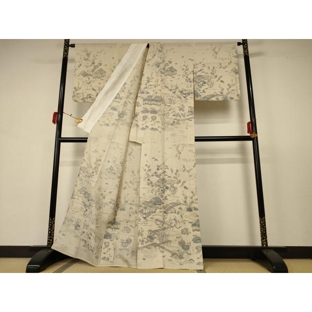 平和屋着物＊夏物　染織の名門　しょうざん  生紬　訪問着　紗　風景文　正絹　逸品　AABB6694jd 平和屋着物＊夏物 染織の名門 しょうざん 生紬 訪問着 紗 風景文 正絹