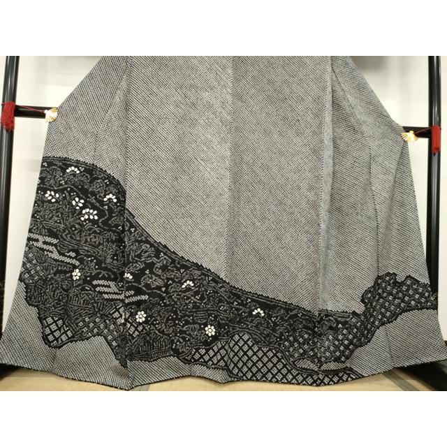 平和屋着物○訪問着 総絞り 吉祥花文 黒地 正絹 逸品 AABB7305ck