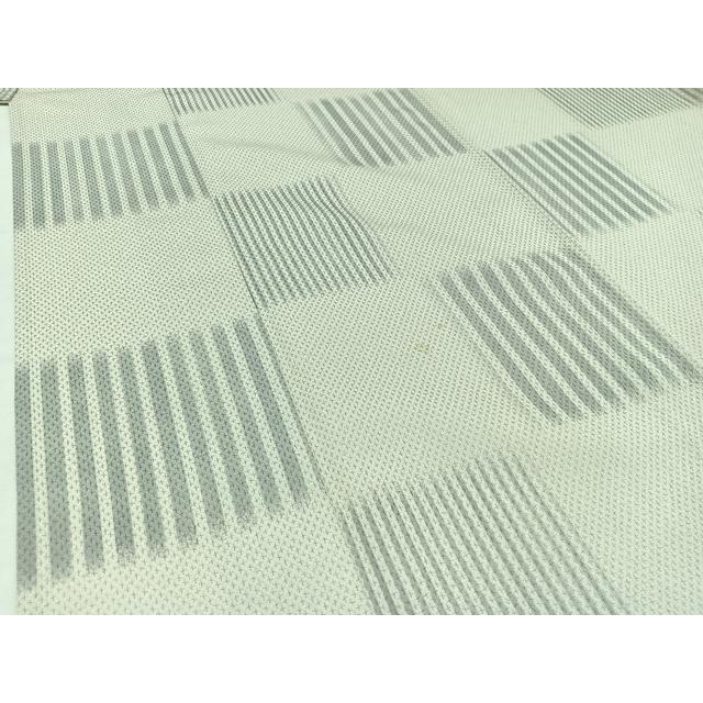 平和屋着物▽お召　単衣　市松文　正絹　逸品　AABB7755jh