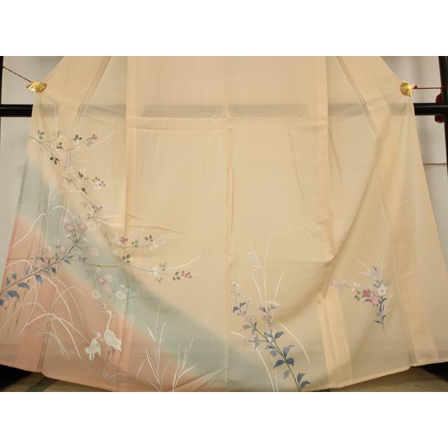 平和屋着物＊夏物　訪問着　絽　花鳥文　暈し染め　正絹　逸品　AABB8606st 平和屋着物＊夏物 訪問着 絽 花鳥文 暈し染め 正絹 逸品 AABB8606st
