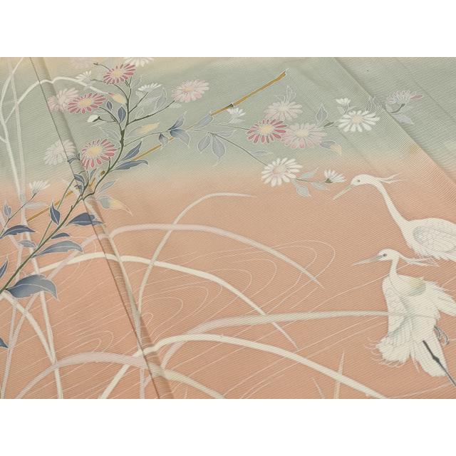 平和屋着物＊夏物 訪問着 絽 花鳥文 暈し染め 正絹 逸品 AABB8606st