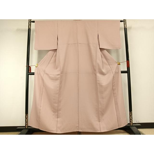 平和屋着物▽色無地 単衣 灰桜色 洗える着物 AABC0322fy