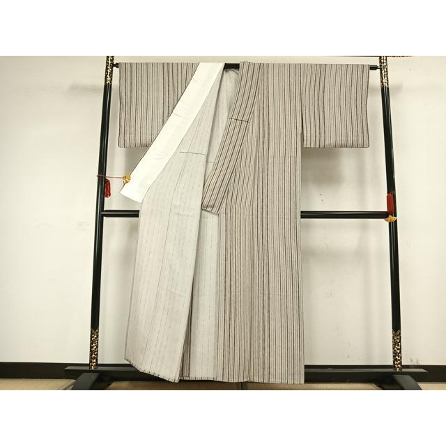 平和屋着物▽上質な小紋　単衣　縞　正絹　逸品　AABC0509fy 平和屋着物▽上質な小紋 単衣 縞 正絹 逸品 AABC0509fy レディース