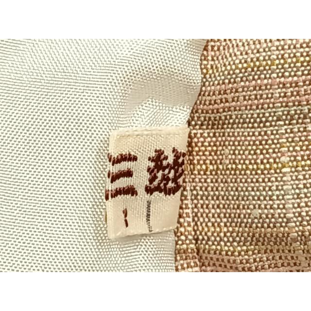 平和屋着物▽紅花紬　米沢　単衣　横縞　三越扱い　正絹　逸品　AABC0528fy