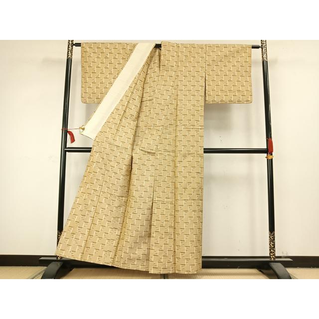 平和屋着物▽本場琉球絣　単衣　紬　正絹　逸品　AABC3745fy