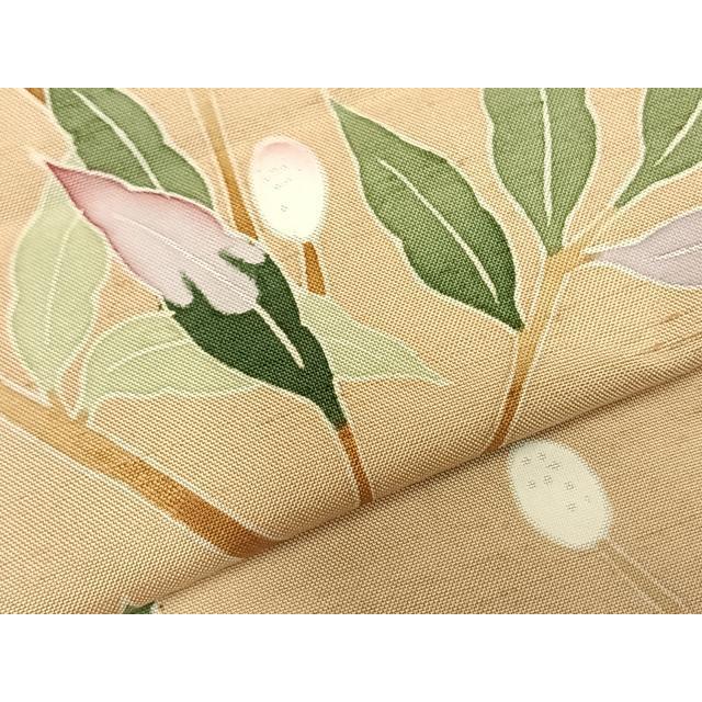 平和屋着物▽本加賀友禅作家　成竹登茂男　訪問着　単衣　白山紬地　枝花文　ますいわ屋扱い　正絹　逸品　AABC4018fy 平和屋着物▽本加賀友禅作家 成竹登茂男 訪問着 単衣 白山紬地 枝花文