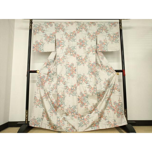 平和屋着物●本場大島紬　白大島　カタス7マルキ　総絣　草花文　正絹　逸品　AABC4141ck 平和屋着物○本場大島紬 白大島 カタス7マルキ 総絣 草花文 正絹