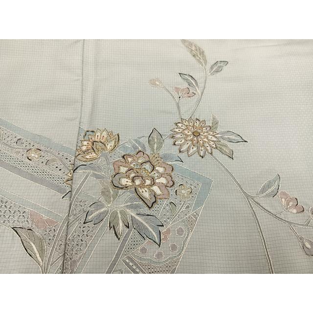 平和屋着物●中国三大刺繍　蘇州刺繍　訪問着　作家物　流水風景草花文　暈し染め　金糸　正絹　逸品　未使用　DABD9390ud 平和屋本店○極上 中国三大刺繍 スワトウ刺繍 汕頭刺繍 訪問着 鴛鴦花