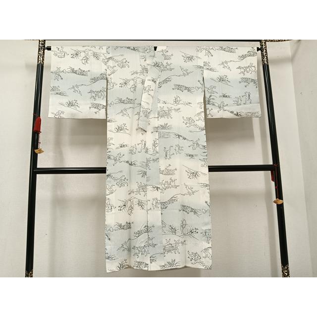 平和屋着物○長襦袢 無双仕立て 鳥獣戯画 正絹 逸品 AABC9830ph : 平和