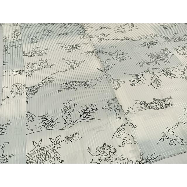 新品未使用 仕付け糸付き 長襦袢 正絹 鳥獣戯画 お仕立て 平和屋着物○長襦袢 無双仕立て 鳥獣戯画 正絹 逸品 AABC9830ph : 平和