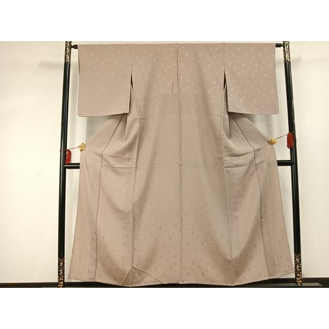 平和屋着物▽江戸小紋 単衣 草花地紋 灰梅色 正絹 逸品 AABD0036fy