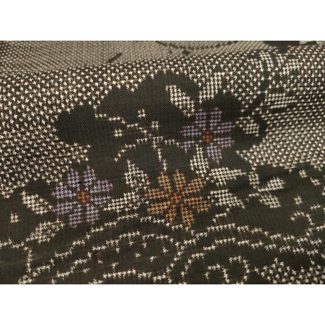 平和屋着物○本場大島紬 一元7マルキ 雲取り花文 正絹 逸品 AABD0935ck