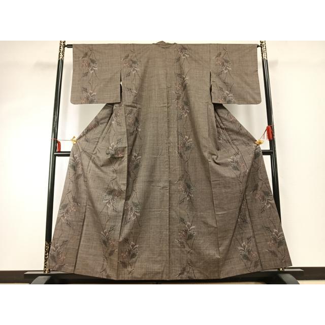 平和屋着物○本場大島紬 一元絣 草花文 正絹 逸品 AABD8711fy
