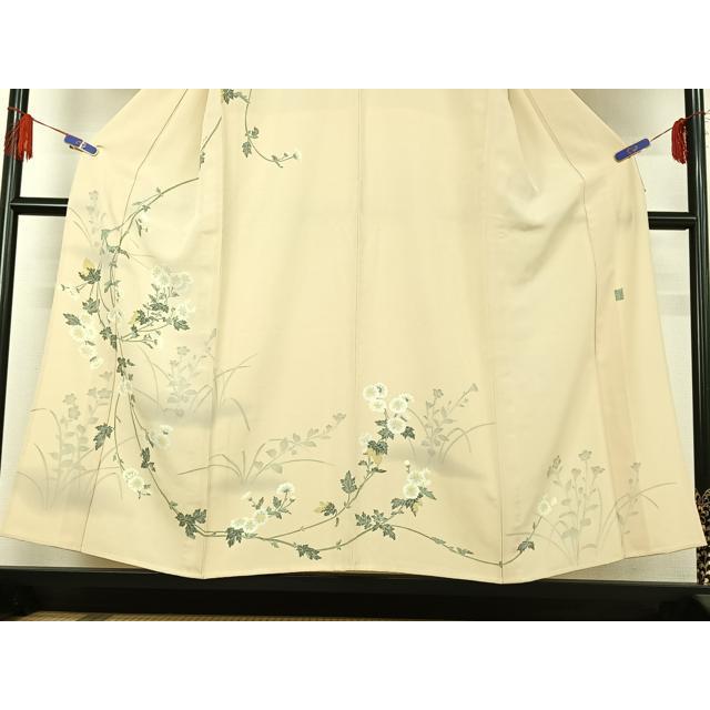 平和屋着物▽訪問着　単衣　作家物　草葉文　金彩　松坂屋扱い　正絹　逸品　AABC4026fy 平和屋着物▽訪問着 単衣 作家物 草葉文 金彩 松坂屋扱い 正絹 逸品