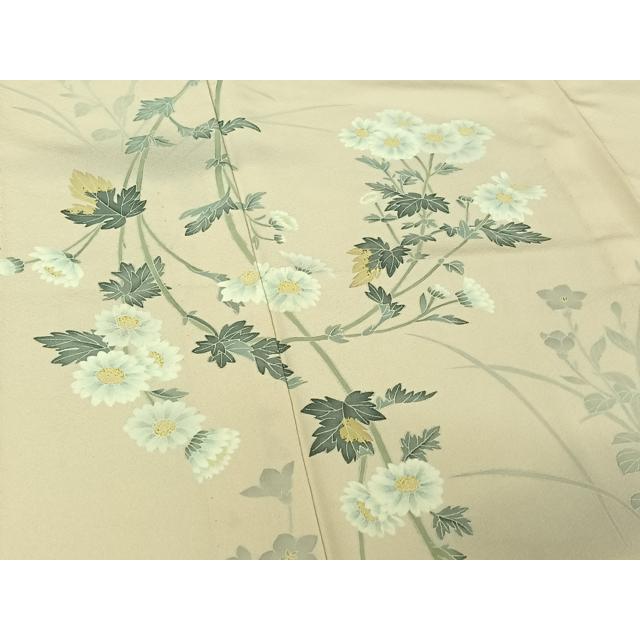 平和屋着物▽京加賀糸目友禅作家 山崎巌 訪問着 単衣 手描き 草花文