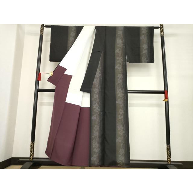 平和屋着物▽上質な紬 単衣 間道 正絹 逸品 未使用 AAAZ9604fy