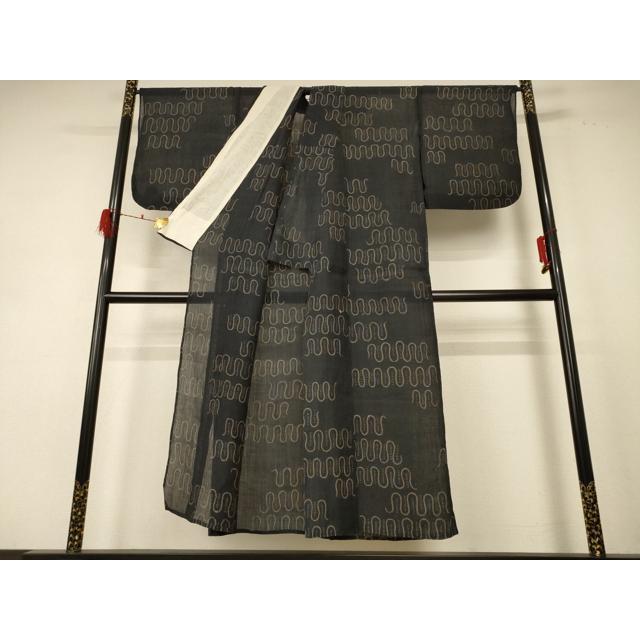 平和屋着物＊夏物　小千谷ちぢみ　幾何学文様　麻　逸品　AABH2134ck 平和屋着物＊夏物 本場小千谷ちぢみ 幾何学文様 麻 逸品 AABE4325jd