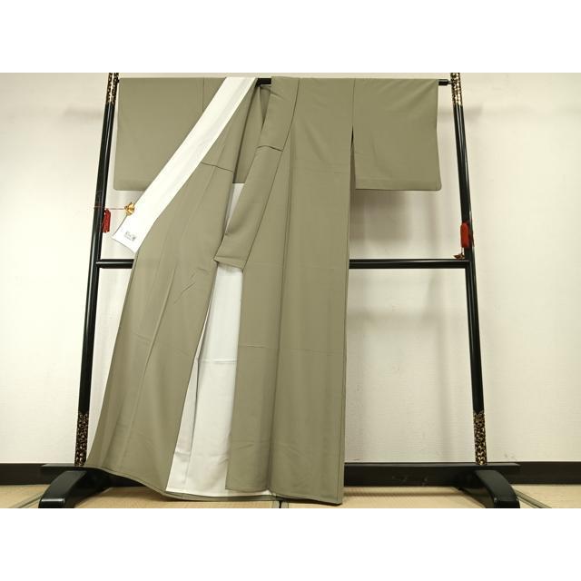 平和屋着物▽洗える最高級着物 ＜英＞はなぶさ謹製 色無地 単衣 柳茶色