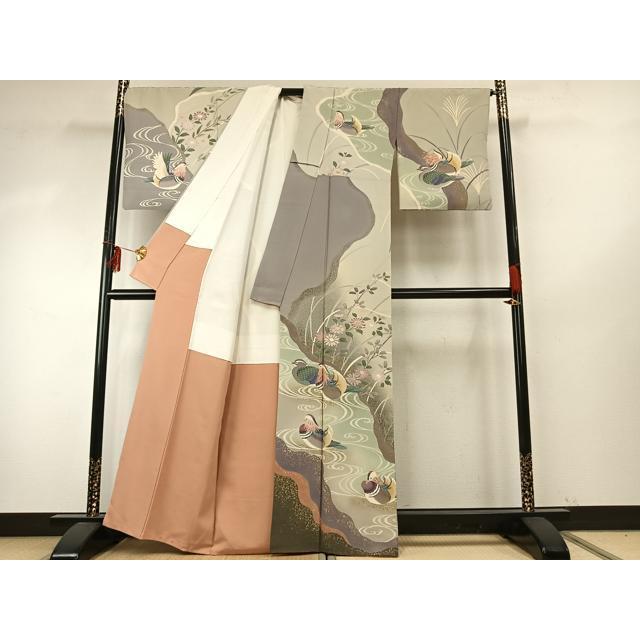 平和屋着物○十日町 加賀草木友禅の第一人者 田村哲彦 訪問着 花鳥文 