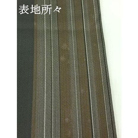 平和屋着物●本場黄八丈　まるまなこ　紬　間道　正絹　逸品　AABI2618cs 平和屋着物▽本場黄八丈 まるまなこ 紬 黒八丈 単衣 ロング丈 正絹