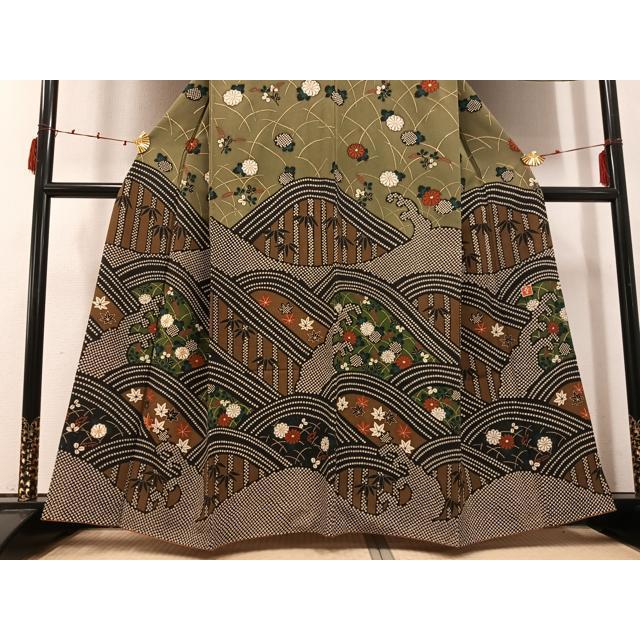 平和屋着物○ファッションデザイナー 花井幸子 訪問着 駒刺繍 草花文