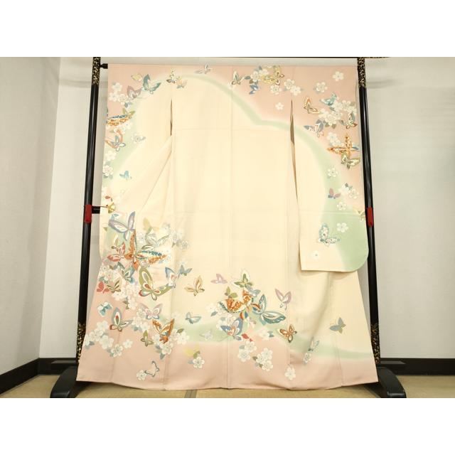 平和屋着物○創業460年・千總 振袖 駒刺繍 花蝶文 暈し染め 金彩