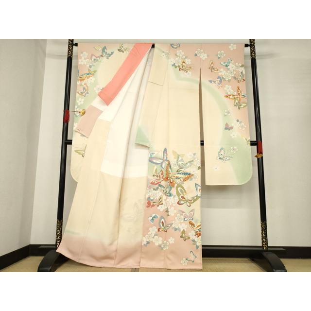 平和屋着物○創業460年・千總 振袖 駒刺繍 花蝶文 暈し染め 金彩